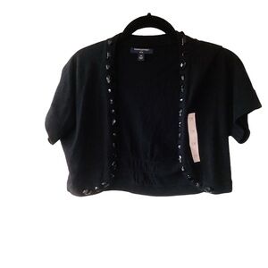 NWOT Banana Republic Factory Open Front Shrug Cardigan PM Black Embellished